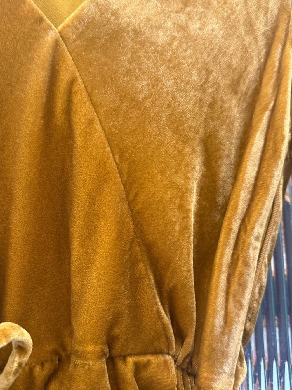 J. Crew Velvet Wrap Blouse in Mustard - Picture 4 of 7